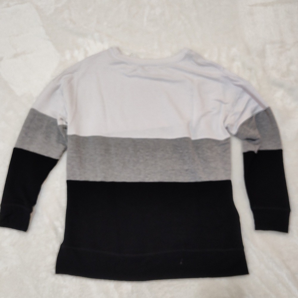 Workshop Republic Clothing Womens Large Colorblock Pullover Top White Gray Black